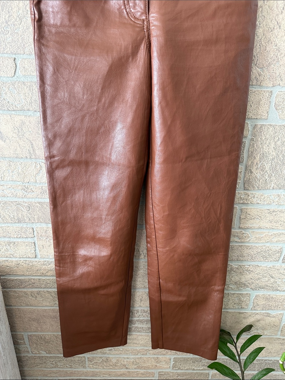 Aritzia Melina Pants - Vegan Leather Cognac Brown size 2 - Picture 4 of 10